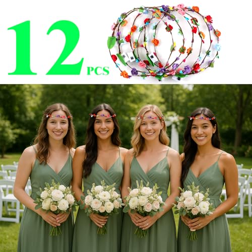 Detalle 2 de Corona de flores LED para la cabeza Kimimara – 6 diademas brillantes con opciones de parpadeo