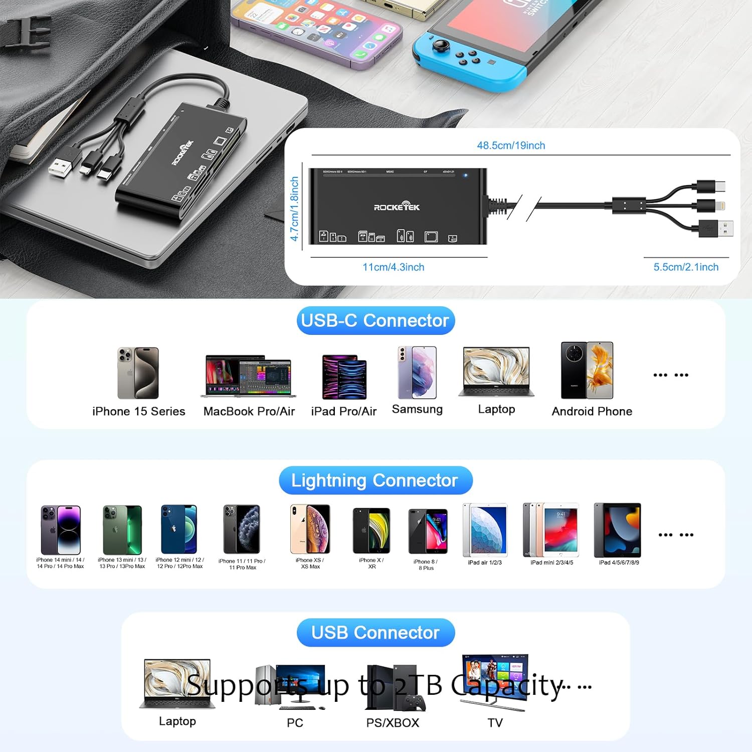 Thumbnail 6 de 7 in 3 USB 3.0 multi card reader adapter