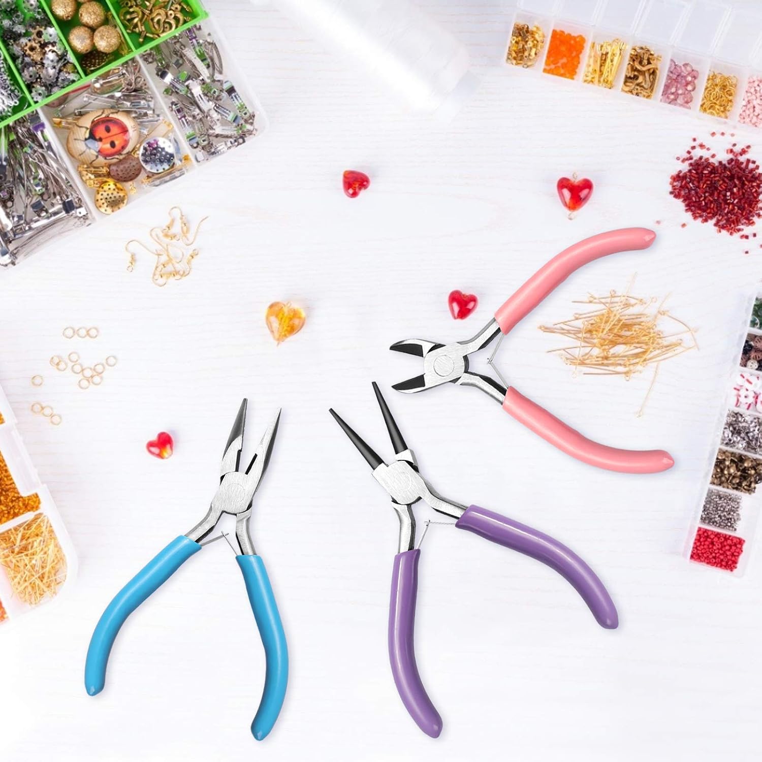 Detalle 2 de Reastar Jewellery Pliers set (3 pcs) with jump ring opener – needle/chain nose, wire cutters & round nose
