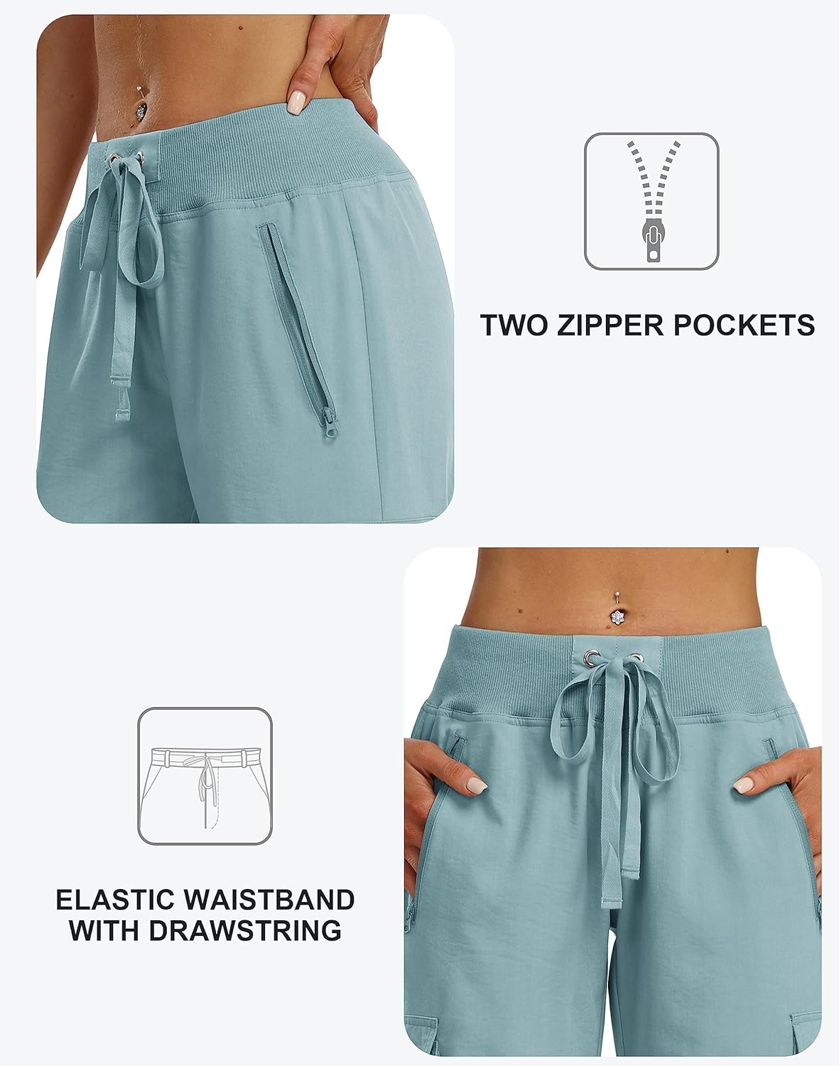 Thumbnail 3 de Pantalon cargo femme MoFiz 3/4 de randonnée respirant, léger avec poches zippées
