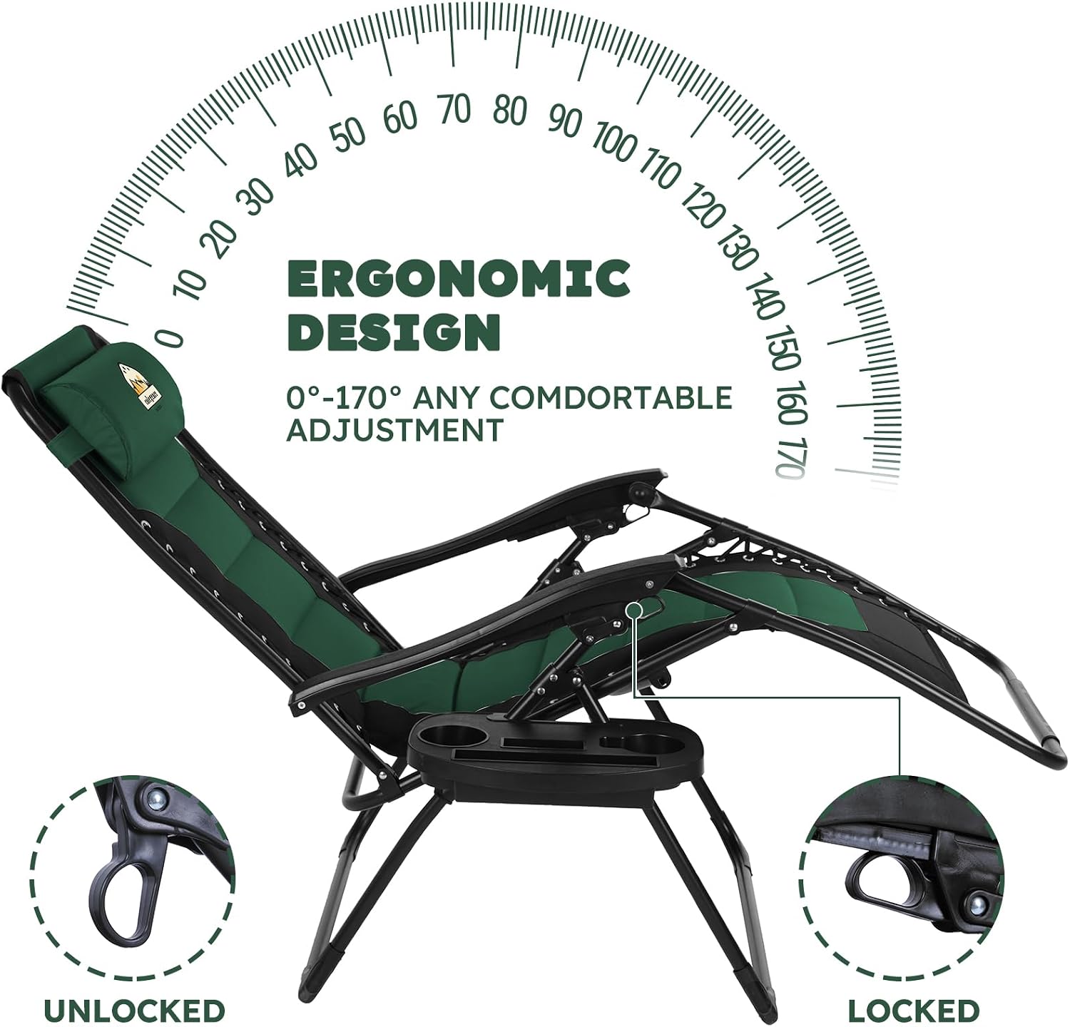 Detalle 2 de Colegence Zero Gravity Chairs, 400-lb Capacity