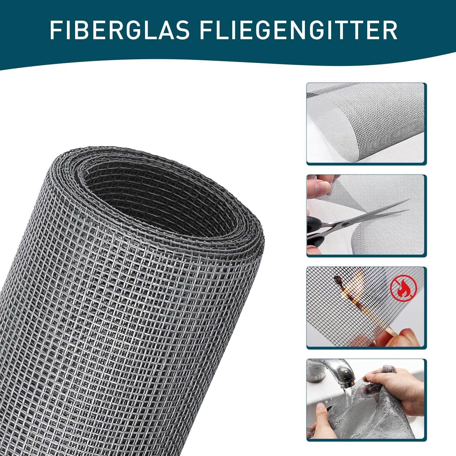 Thumbnail 2 de Rete Zanzariera in Fibra di Vetro per Porta Finestra 120x250 cm – Rotolo Grigio