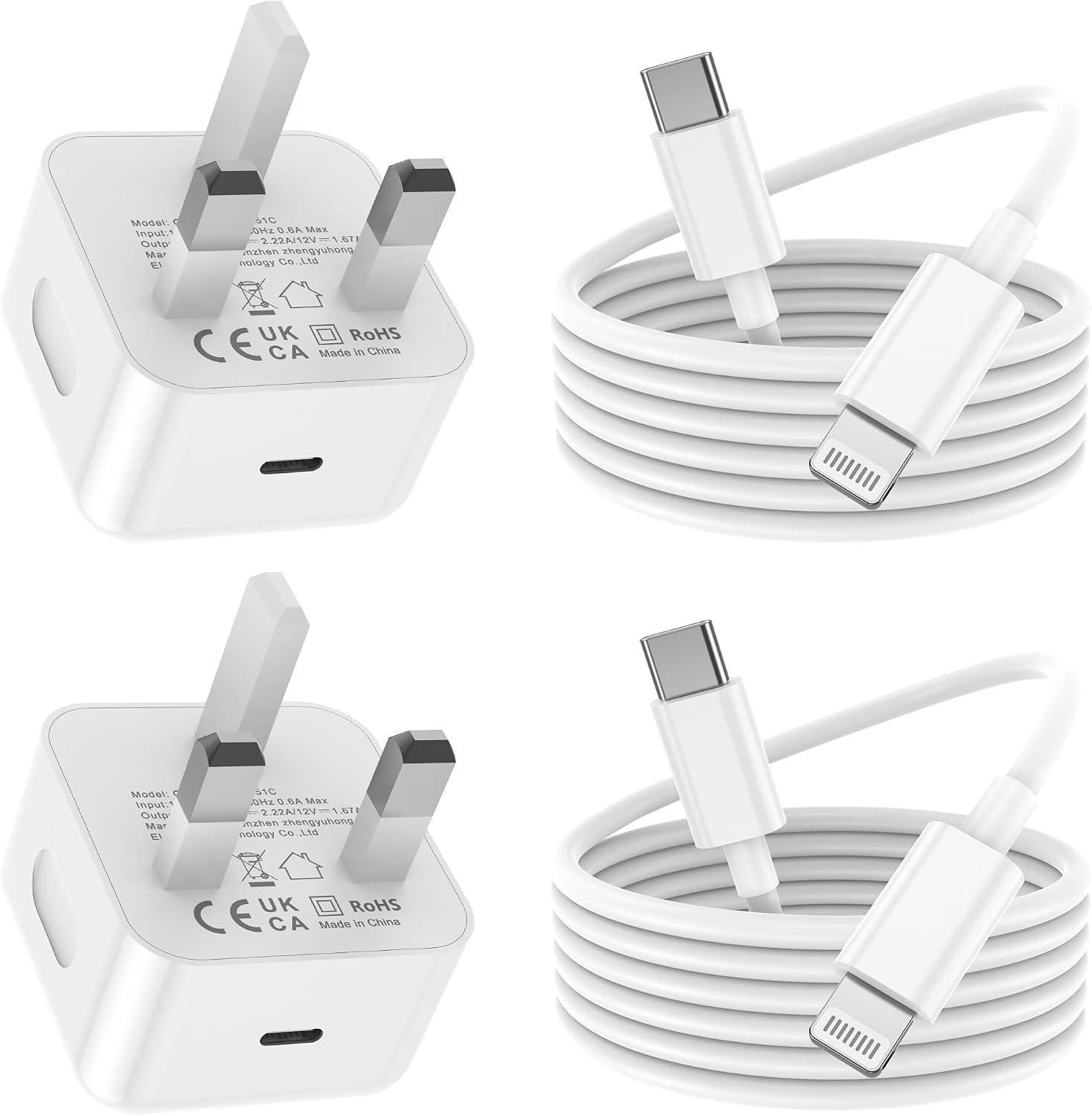 Detalle de BSTOEM USB-C Fast Charger 2-Pack with 2m Cables for iPhone and iPad