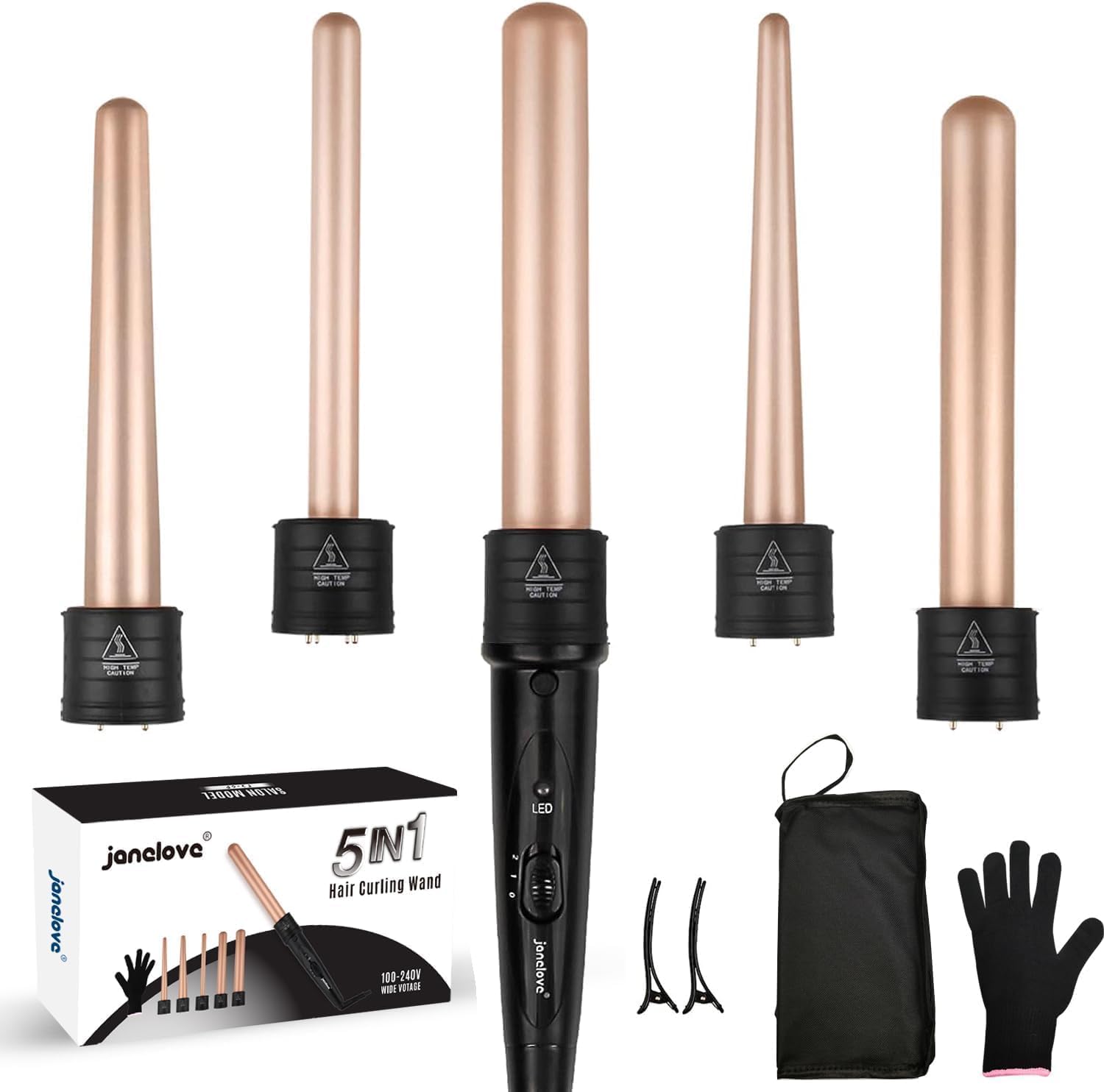 Detalle de janelove Curling Wand 5-barrel set 9–32 mm 🎀