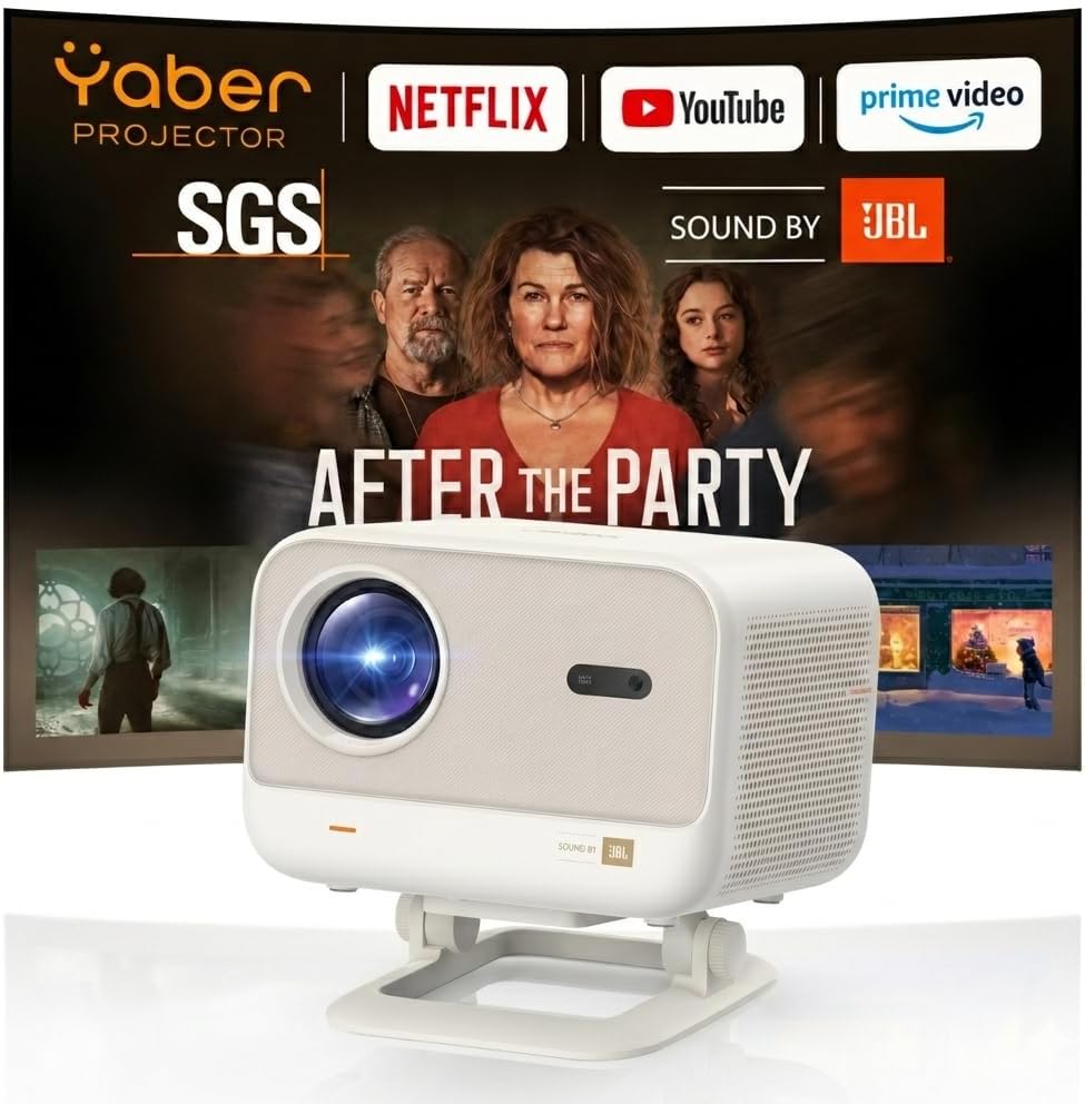 Detalle de Yaber L2 Plus – SGS-zertifizierter Smart Beamer mit hoher Helligkeit, 1080p, HDR10, JBL-Sound & Auto-Fokus