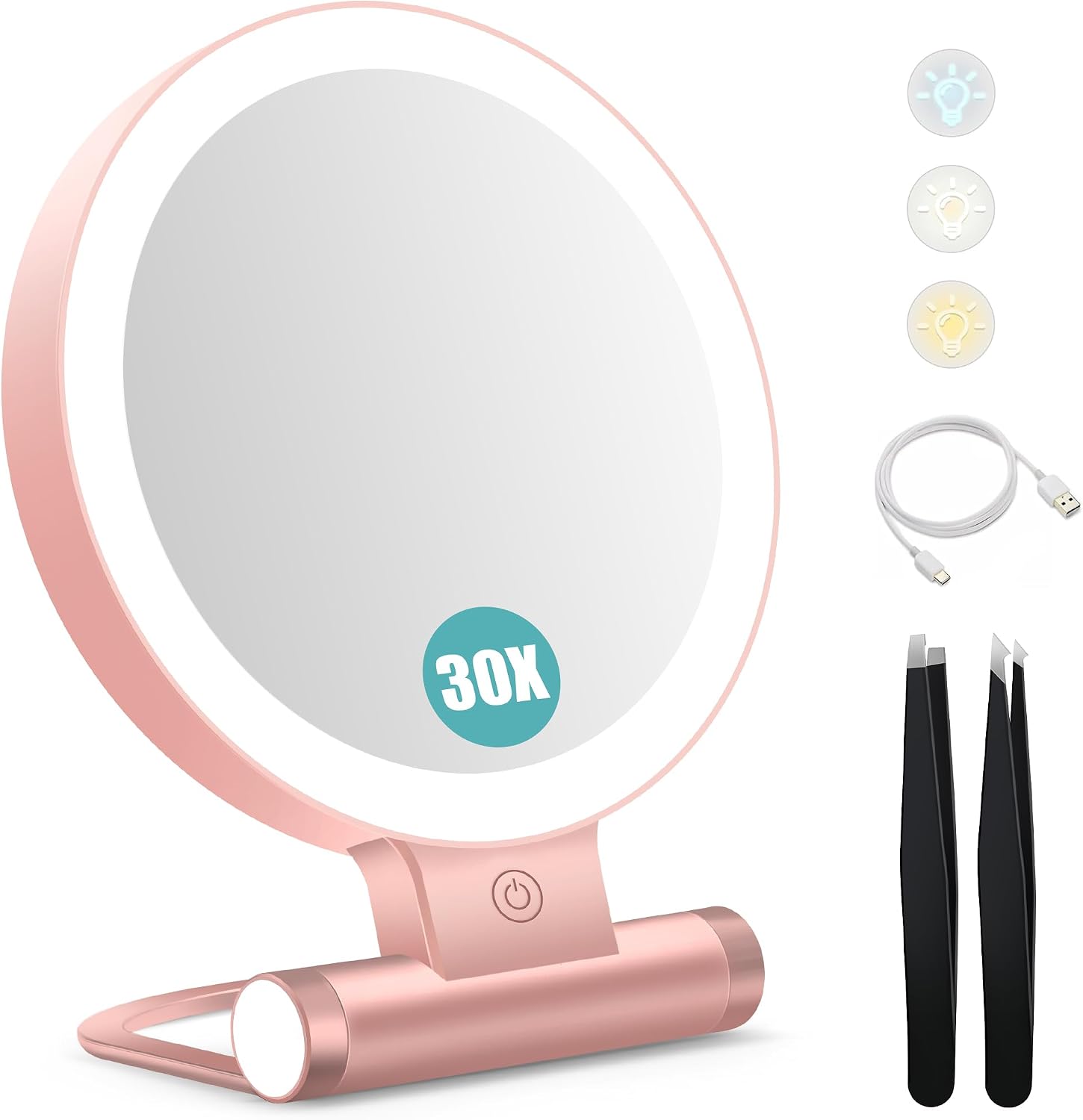 Detalle de B Beauty Planet 1X/30X Lighted Makeup Mirror with 3 Colour Modes