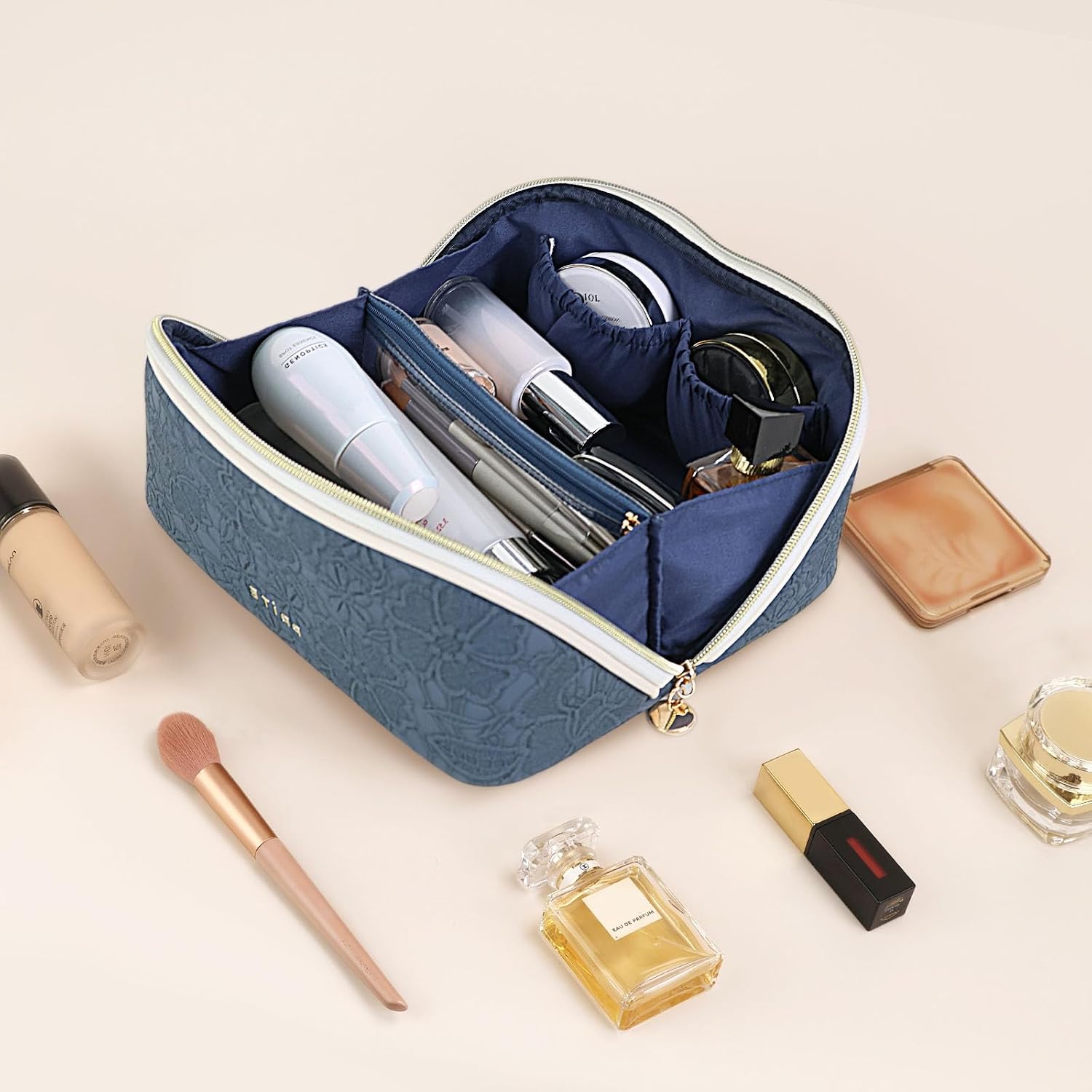 Thumbnail 4 de Prite Large Capacity Makeup Bag with Clear Divider and Handle (Waterproof Travel Toiletry Case)