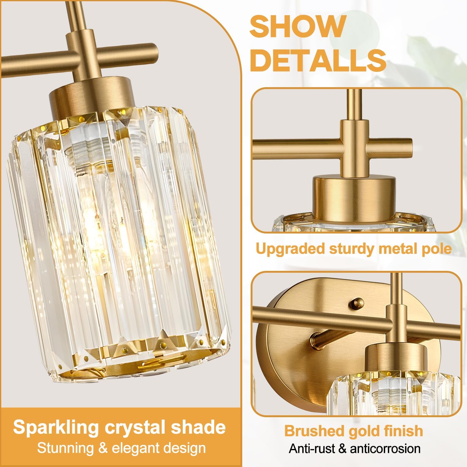 Detalle 1 de Meybiok Bathroom Vanity Light, 3-Light