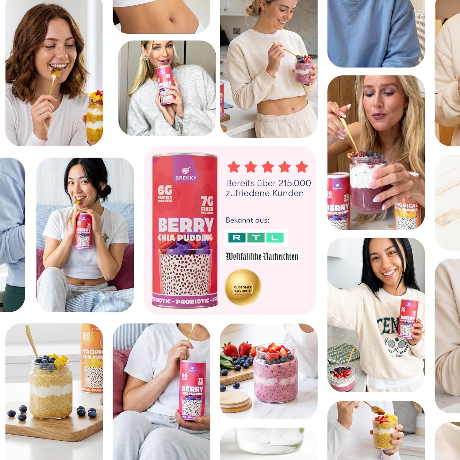 Thumbnail 5 de Brekky Chia Samen Upgrade (Made in Germany & Vegan) mit 1 Mrd. Probiotika & Präbiotika – für Berry Chia Pudding