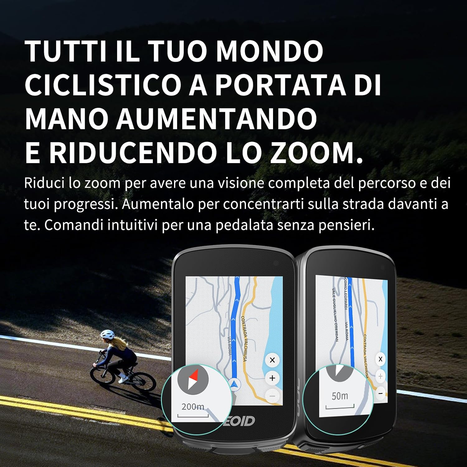 Thumbnail 3 de GEOID CC700 Pro: GPS Ciclocomputer Touchscreen 2,8" con Mappe Complete e Impermeabile IPX7