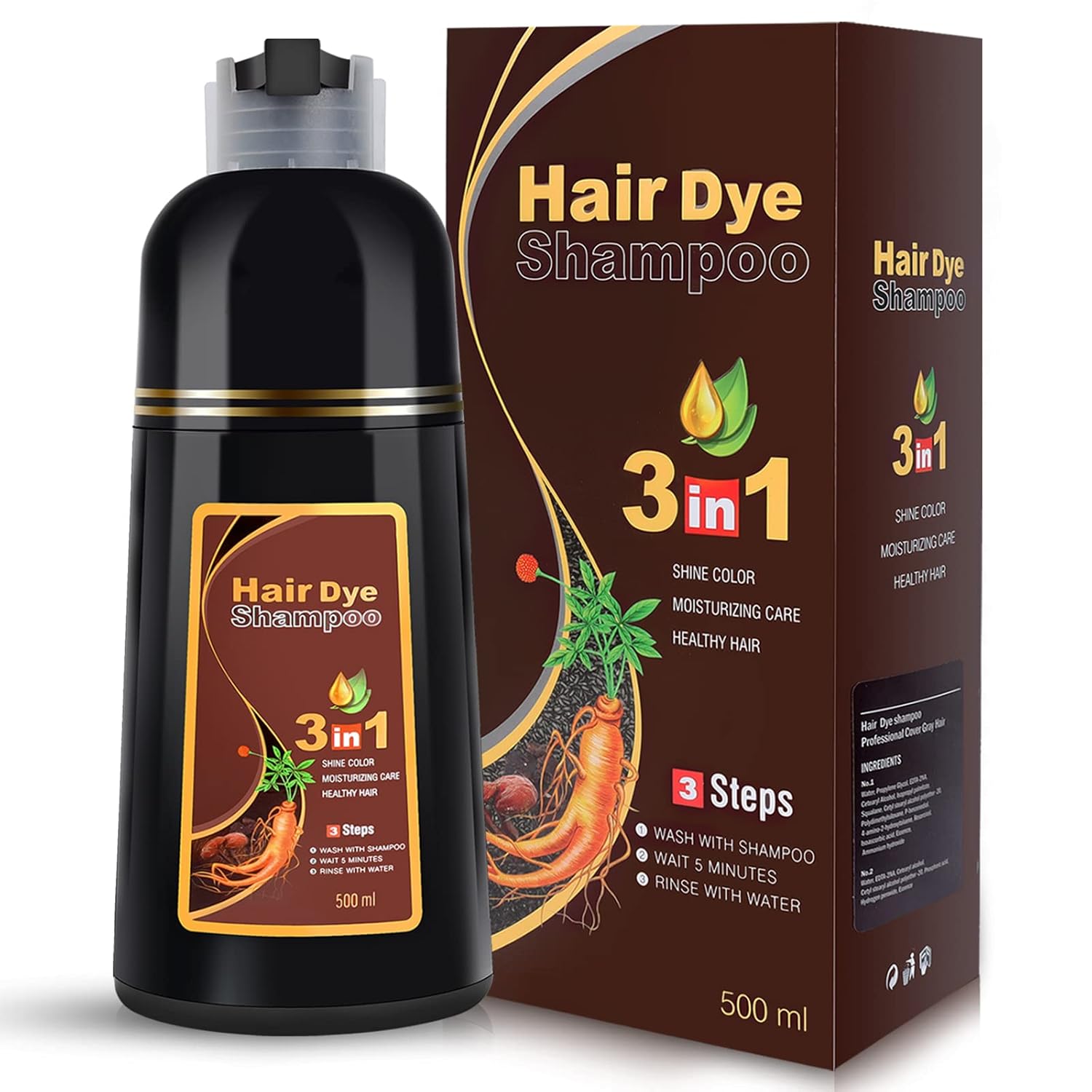Thumbnail 6 de IIIMEIDU Black Hair Dye Shampoo 3-in-1 for Gray Hair (Herbal) 500ml