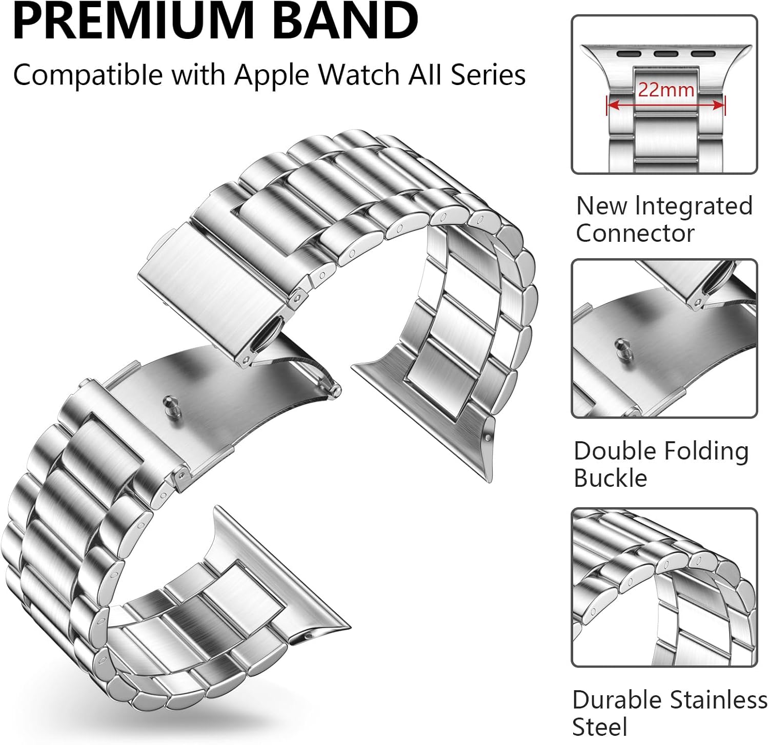 Thumbnail 1 de Netolo Stainless Steel Band for Apple Watch Ultra 49mm (24mm), Compatible with Ultra 2/iWatch Ultra