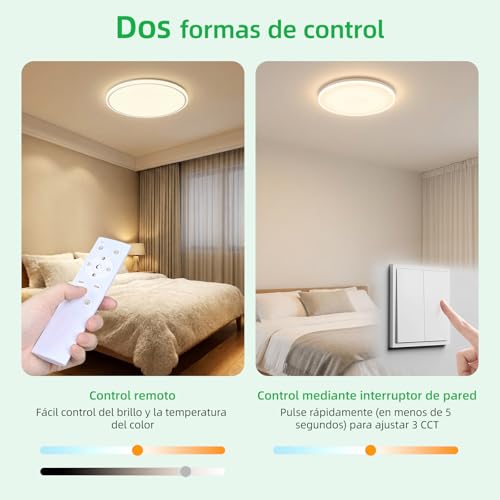 Thumbnail 2 de Carehabi LED Lámpara Techo Regulable: perfil ultra fino, 3000–6500 K y mando a distancia (IP54, 24 W, 2160 lm)