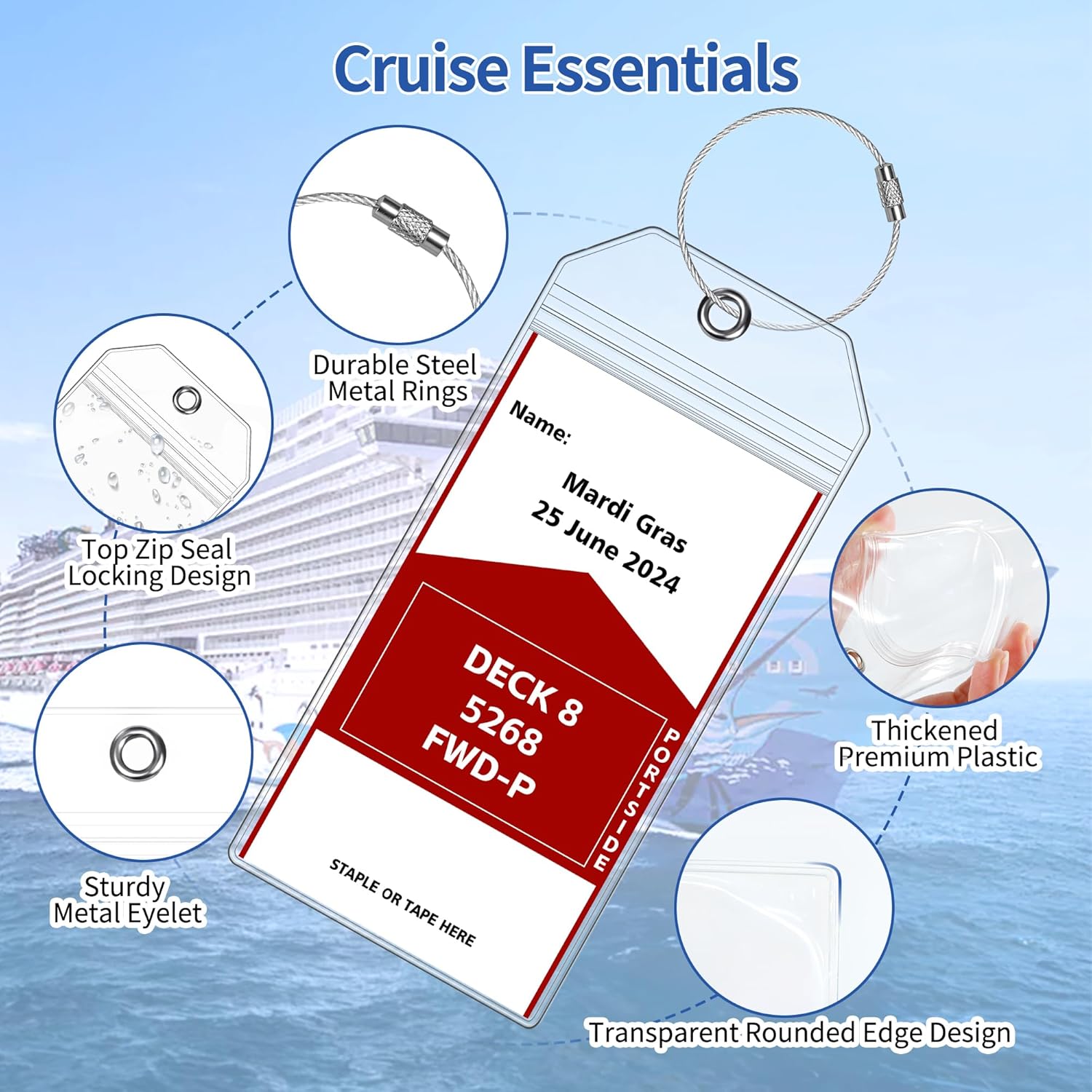 Thumbnail 3 de SEAVILIA 6 Pack Luggage Tags for Cruises