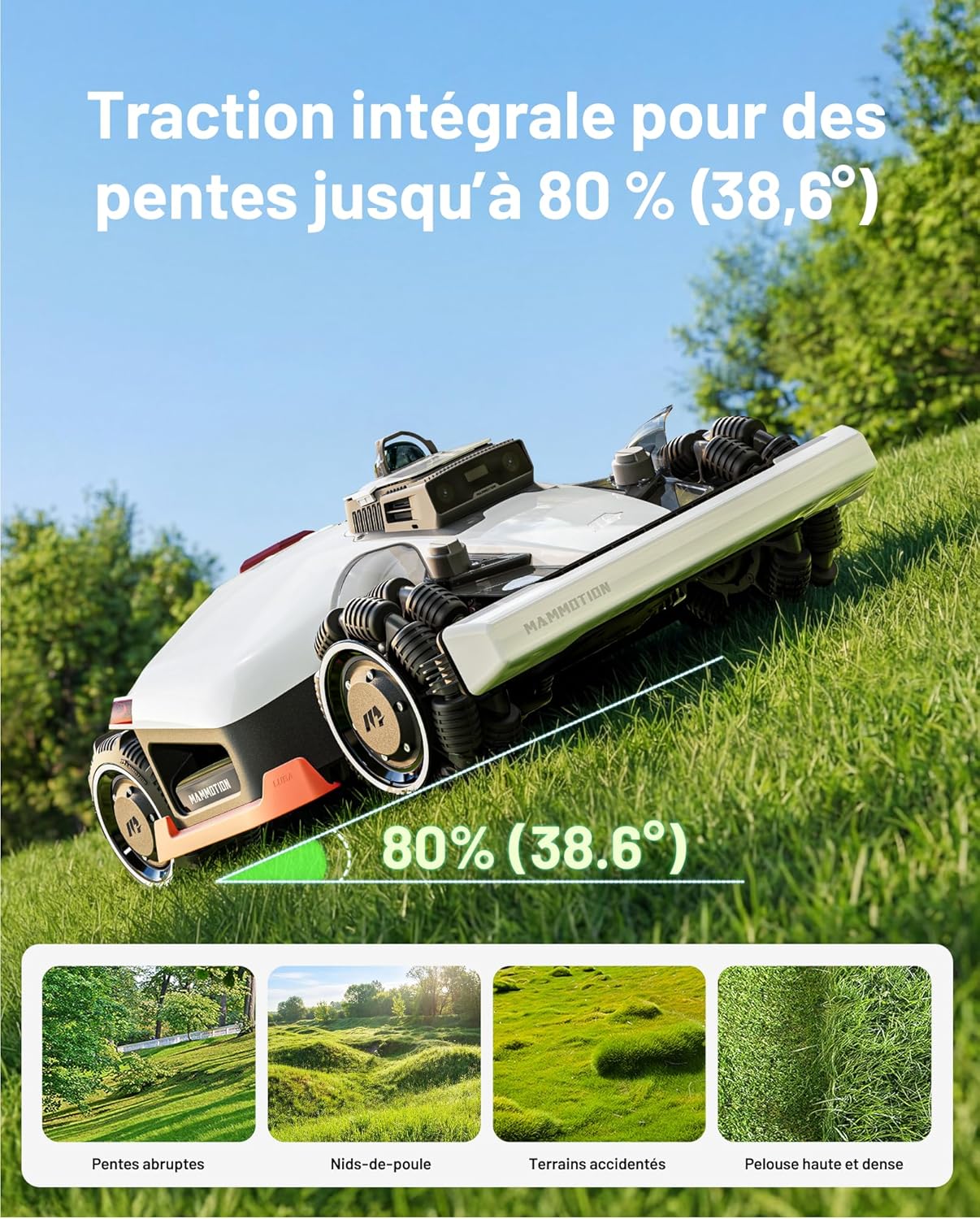 Thumbnail 4 de MAMMOTION LUBA 3 AWD 1500 Robot Tondeuse avec Garage Standard — Tonte précise et tout-terrain