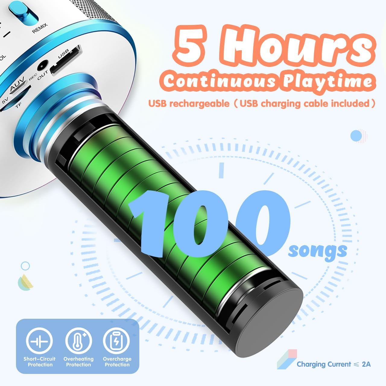 Thumbnail 3 de Hapikids Bluetooth Kids Microphone Toy (3–12 years) – Portable wireless singing mic & speaker in blue