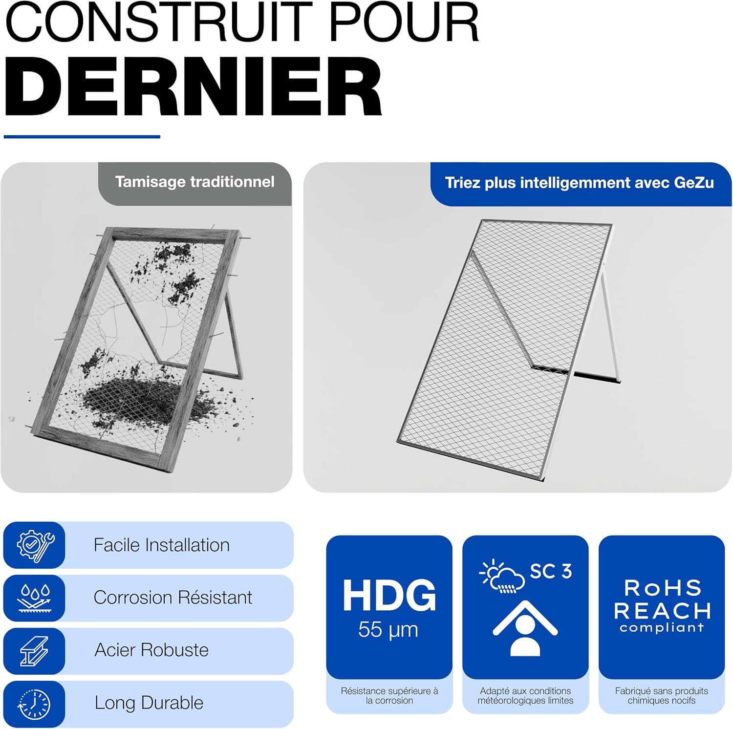 Thumbnail 4 de Tamis de terre GeZu Impex (100 x 60 cm) — passoire pour terre, pierres et compost
