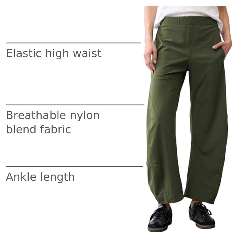 Detalle de Songling Women's Barrel-Leg Pants, High Waist, Ankle Length, Side Pockets
