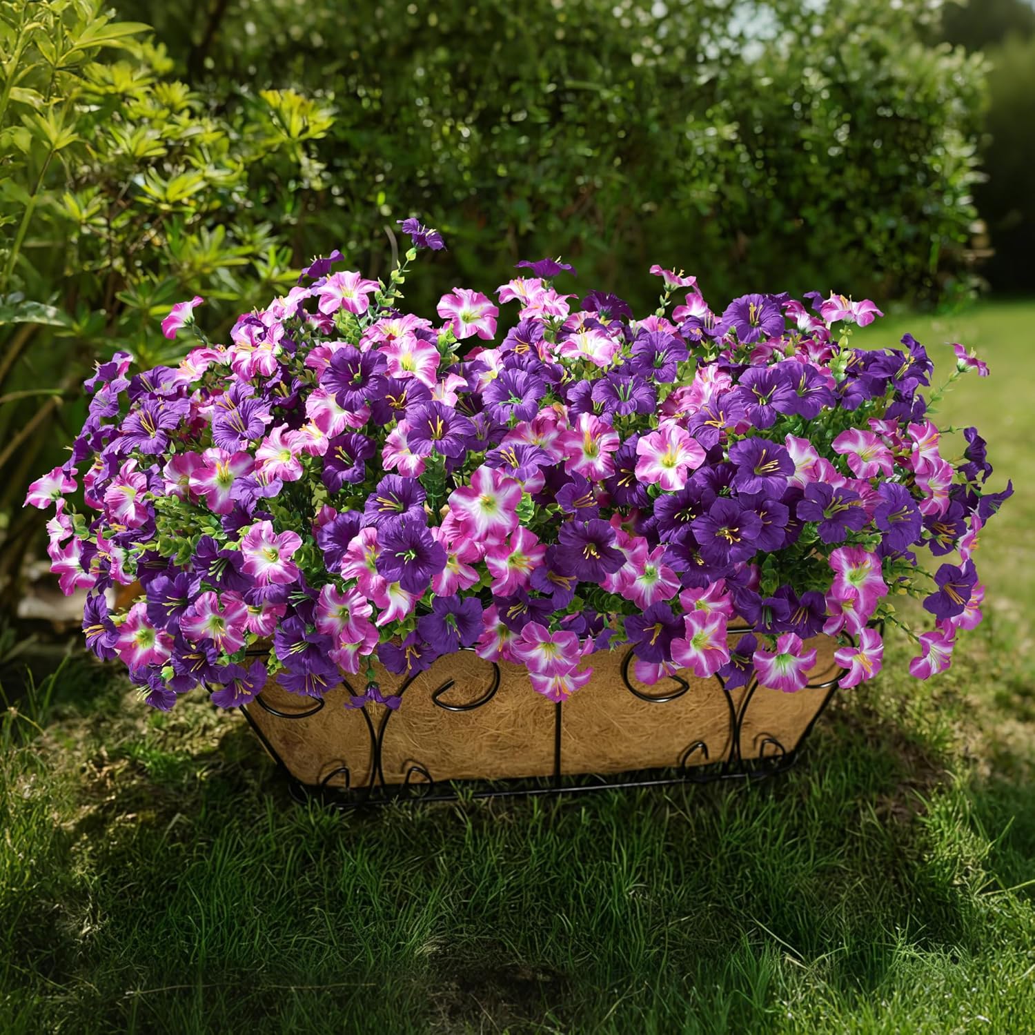 Thumbnail 2 de Artificial Flowers for Outdoors: 20 Bundles Silk Petunia with Eucalyptus, UV-Resistant Faux Flowers for Outdoor Planters
