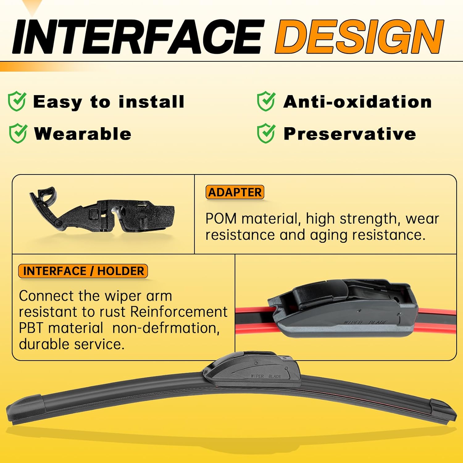 Thumbnail 5 de AUTOBOO 26" + 16" Wiper Blades Pack for Front Windshield