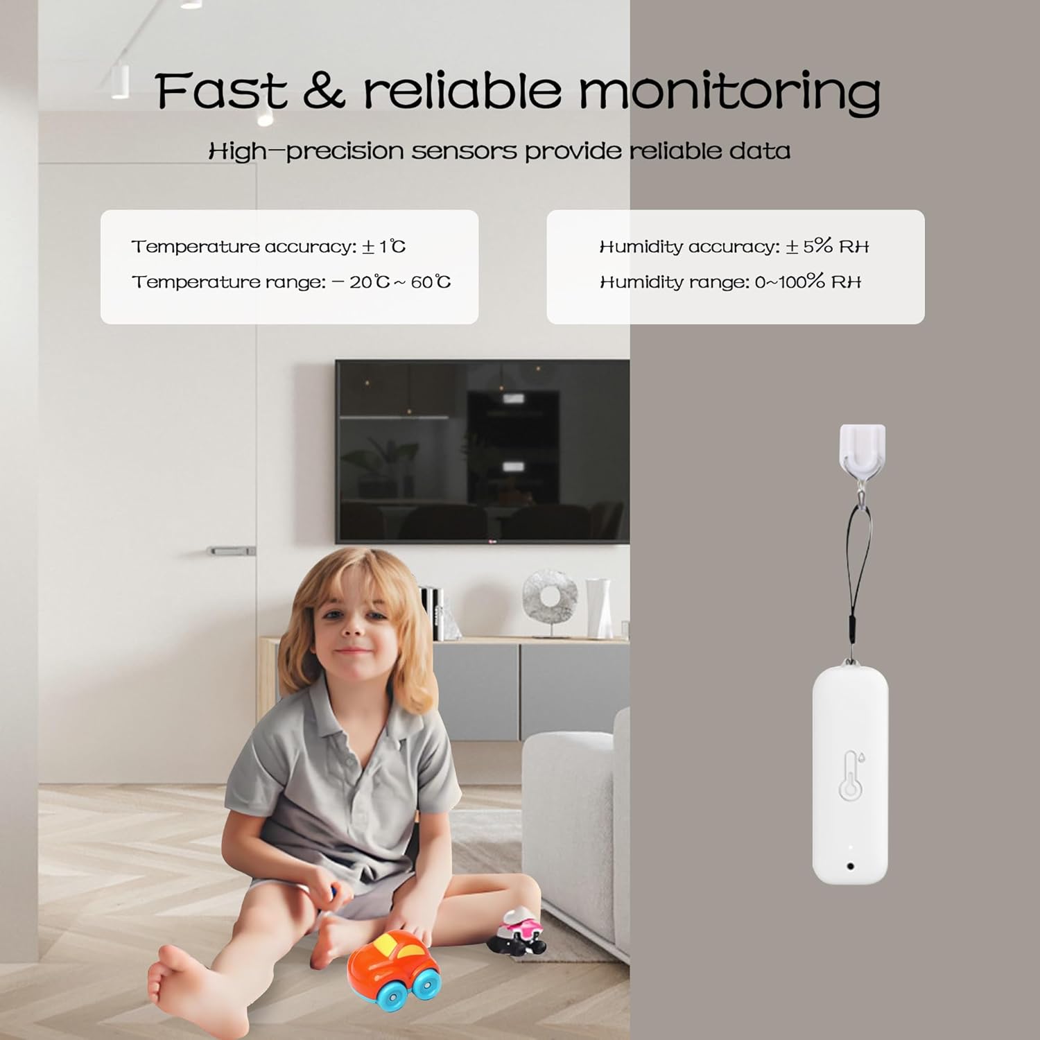 Thumbnail 3 de PHOVOLT WiFi-Hygrometer-Thermometer-Sensor: kabelloser Temperatur- und Feuchtigkeitssensor für drinnen & draußen