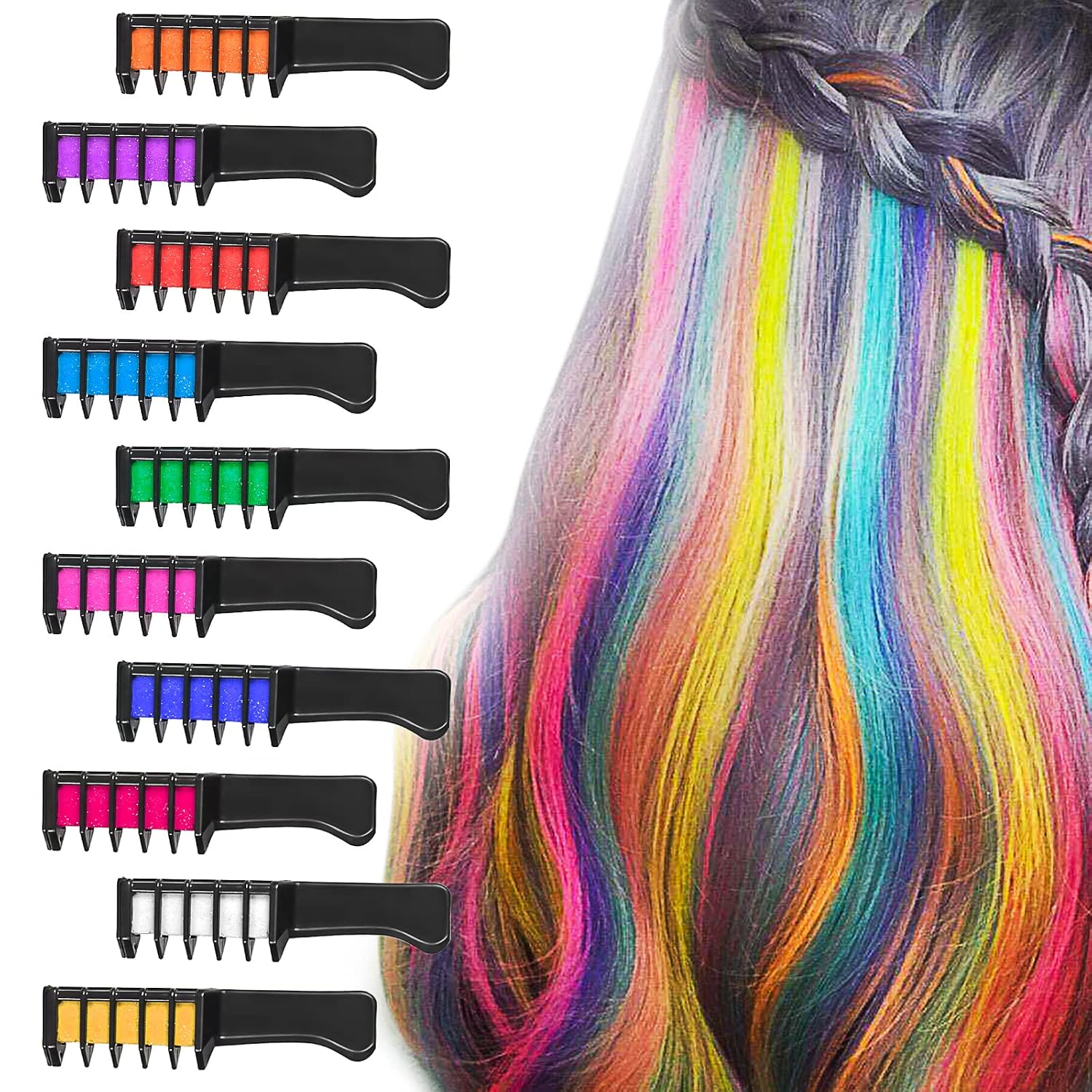 Detalle 2 de BATTOP Haarkreide 10 Farben für Kinder 🎨