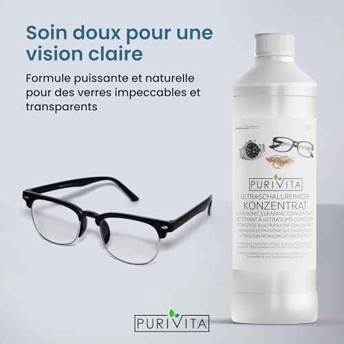 Detalle de PURIVITA Nettoyant Ultrasons Concentré pour Lunettes & Bijoux, 1L – Nettoyage en profondeur en douceur
