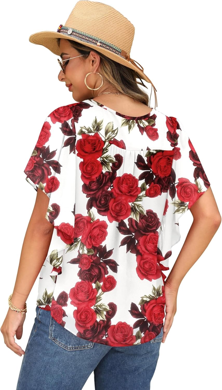 Thumbnail 5 de QIXING Bluse Damen Kurzarm Chiffon