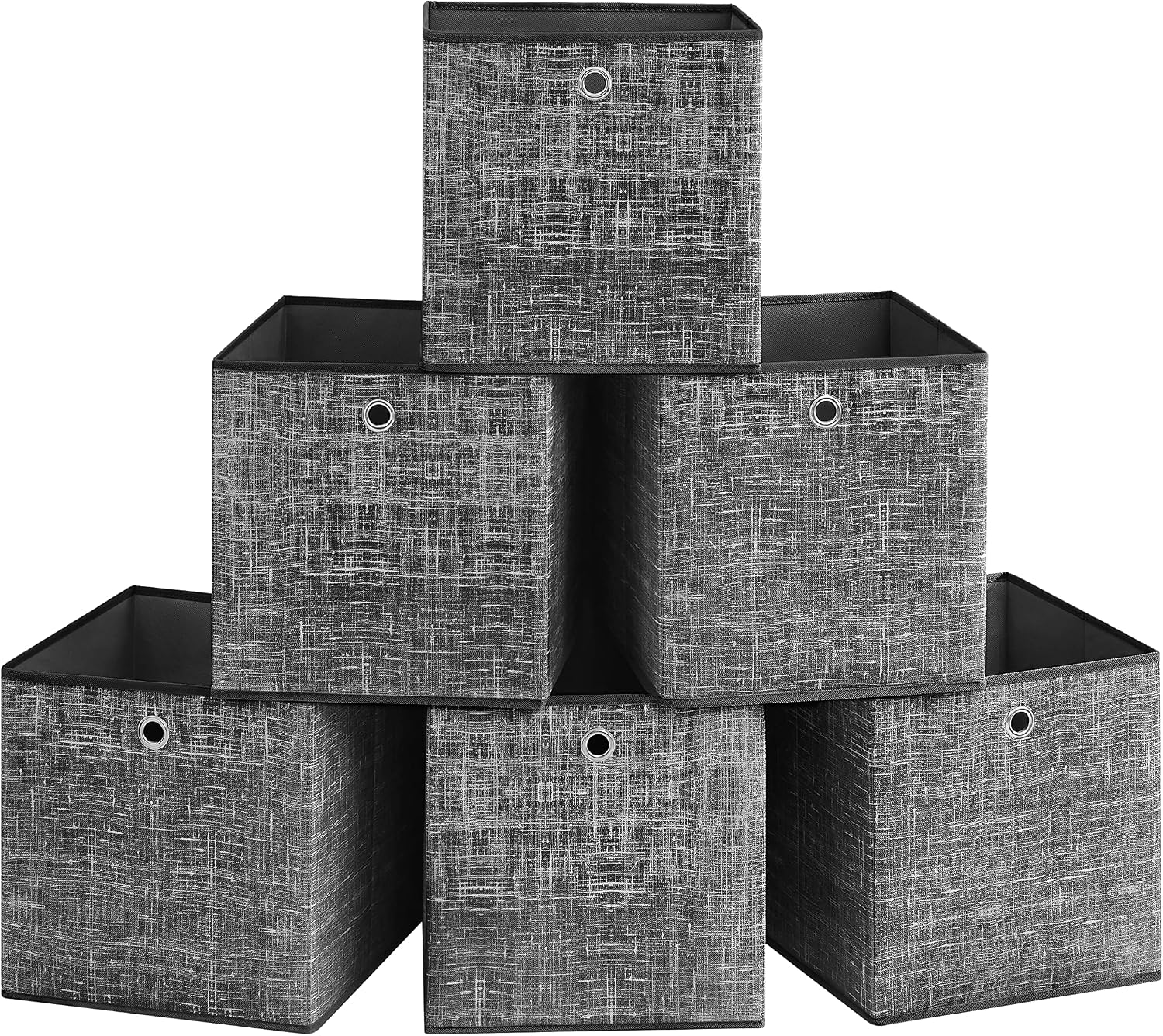 Detalle de SONGMICS RFB033B01, set di 6 scatole portaoggetti in tessuto non tessuto con manico (33 x 33 x 33 cm)