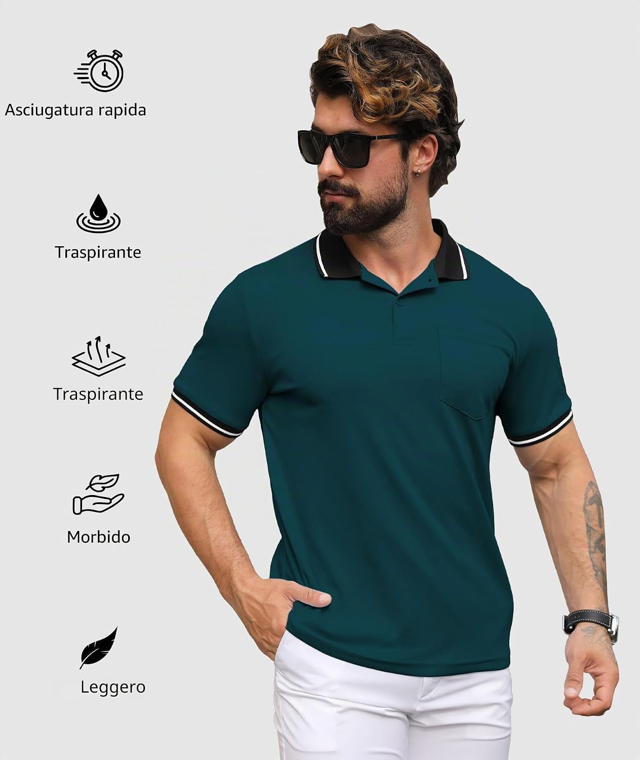 Detalle de SwissWell 3 Pezzi Polo Uomo Manica Corta Traspirante Estiva - Comfort e stile per golf e tempo libero
