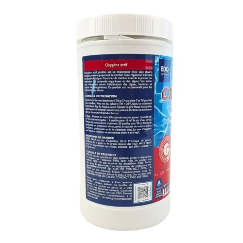 Detalle de EDG by AQUALUX International – Oxygène Actif sans Chlore & Brome Choc Spa/Piscine, Pastilles 20g (1kg) – Activateur de Brome