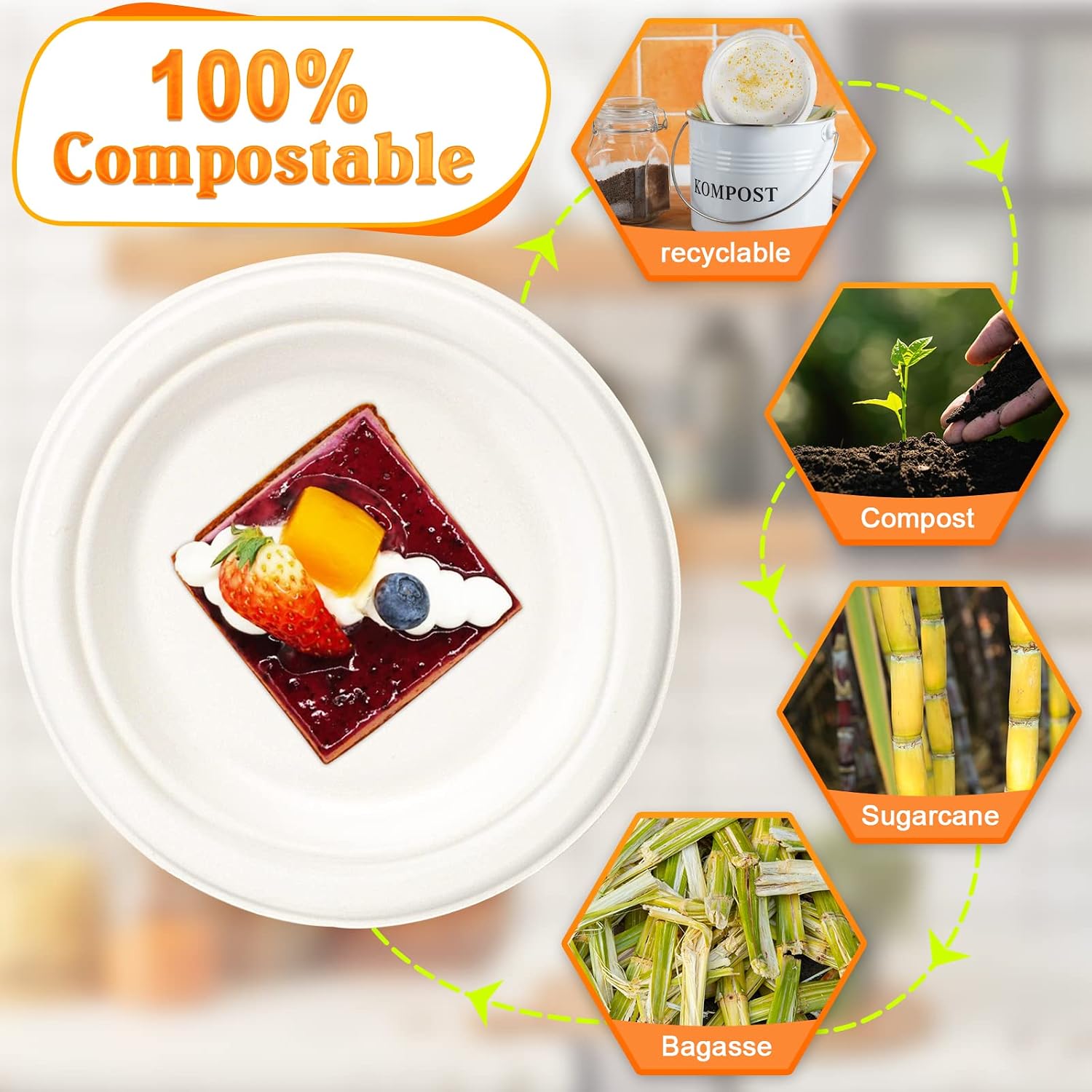 Detalle 2 de greensight 150 Pack 9 inch paper plates