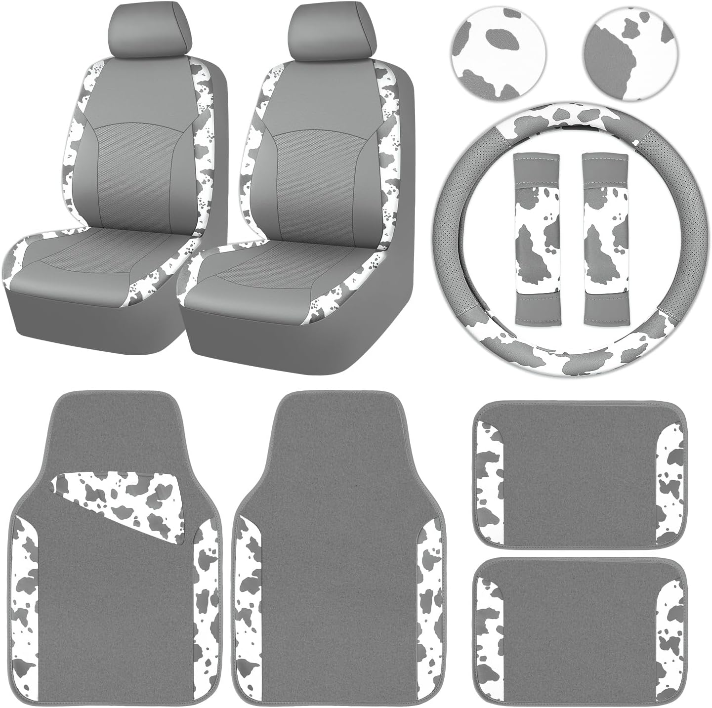 CAR PASS Cow Print Car Seat Covers Universal SUV Set