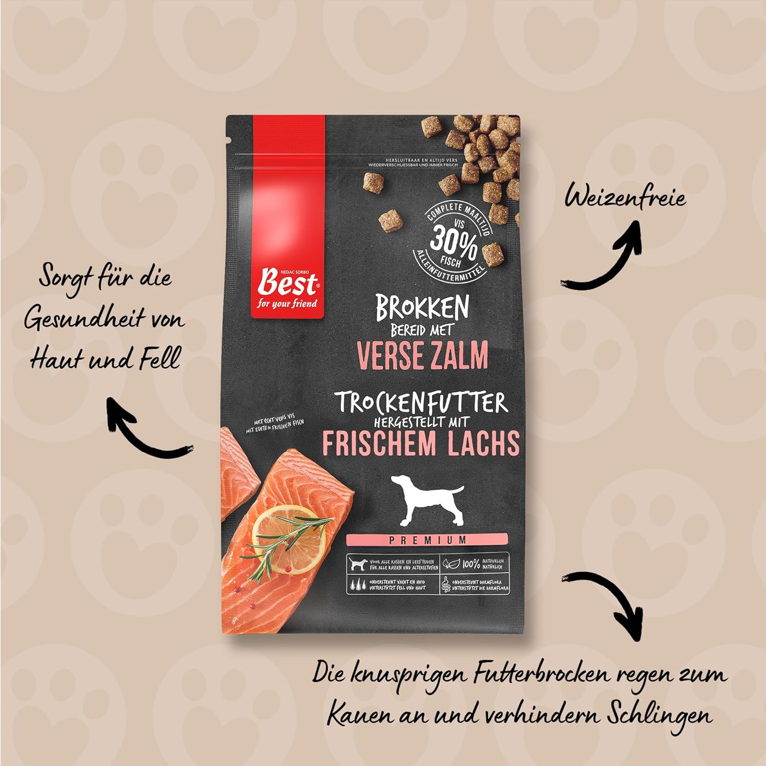 Thumbnail 1 de Rosewood Trockenfutter für Hunde mit Lachs (1,5-kg-Beutel) – weizenfrei mit Reis & Gemüse