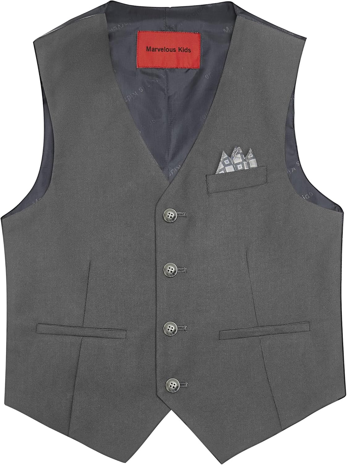 Thumbnail 4 de Marvelous Kids Boys’ 6-Piece Formal Slim Fit Suit Set (Vest, Pants, Shirt, Tie, Pocket Square, Bow Tie)