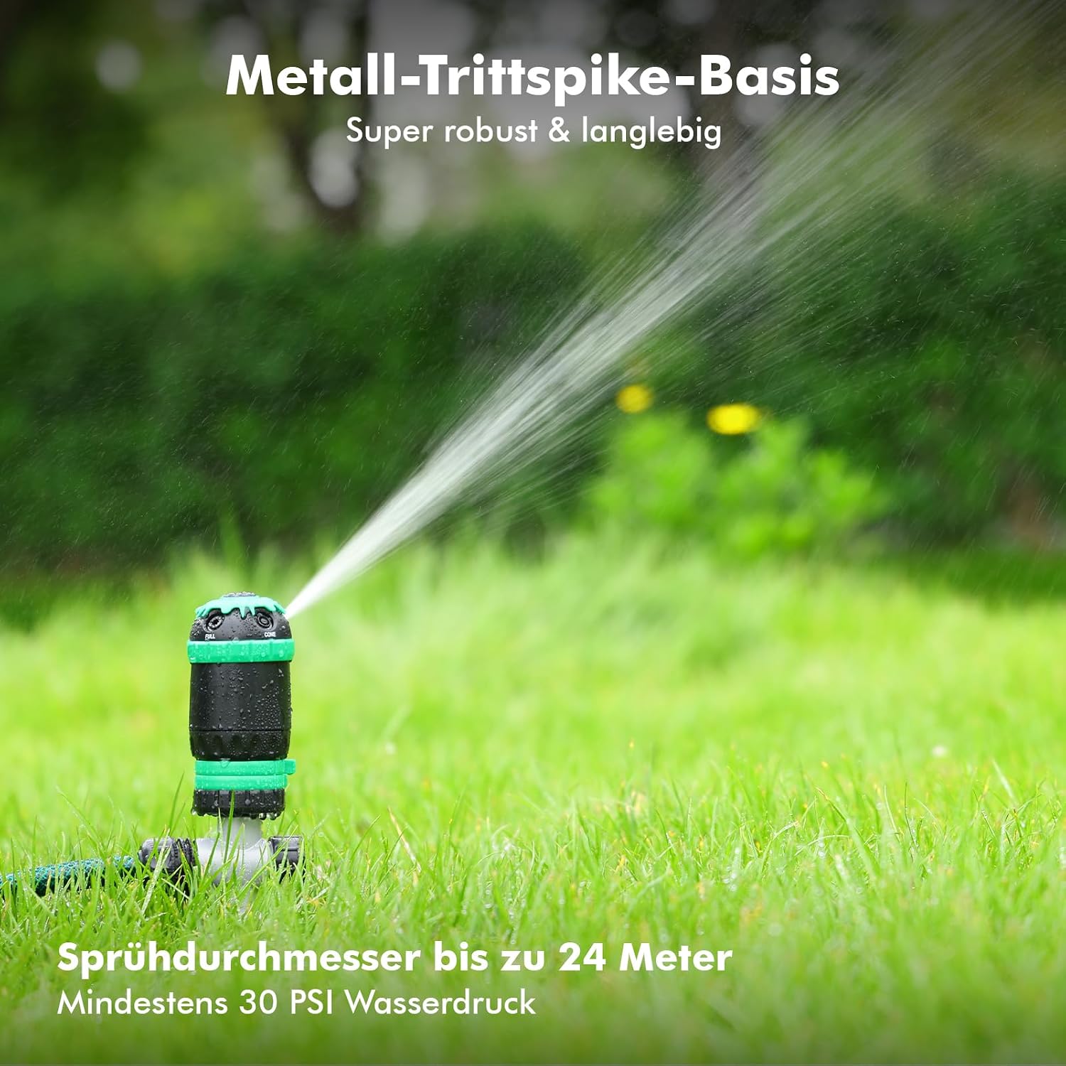 Detalle de RESTMO Rasensprenger für große Flächen – 5-in-1 Bewässerung mit 24 m Sprühradius
