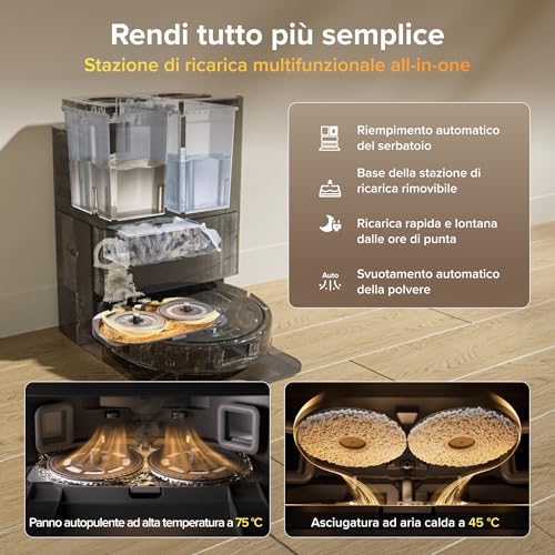 Detalle de roborock Qrevo S Pro: Robot Aspirapolvere Lavapavimenti con lavaggio a 75°C e stazione all-in-one