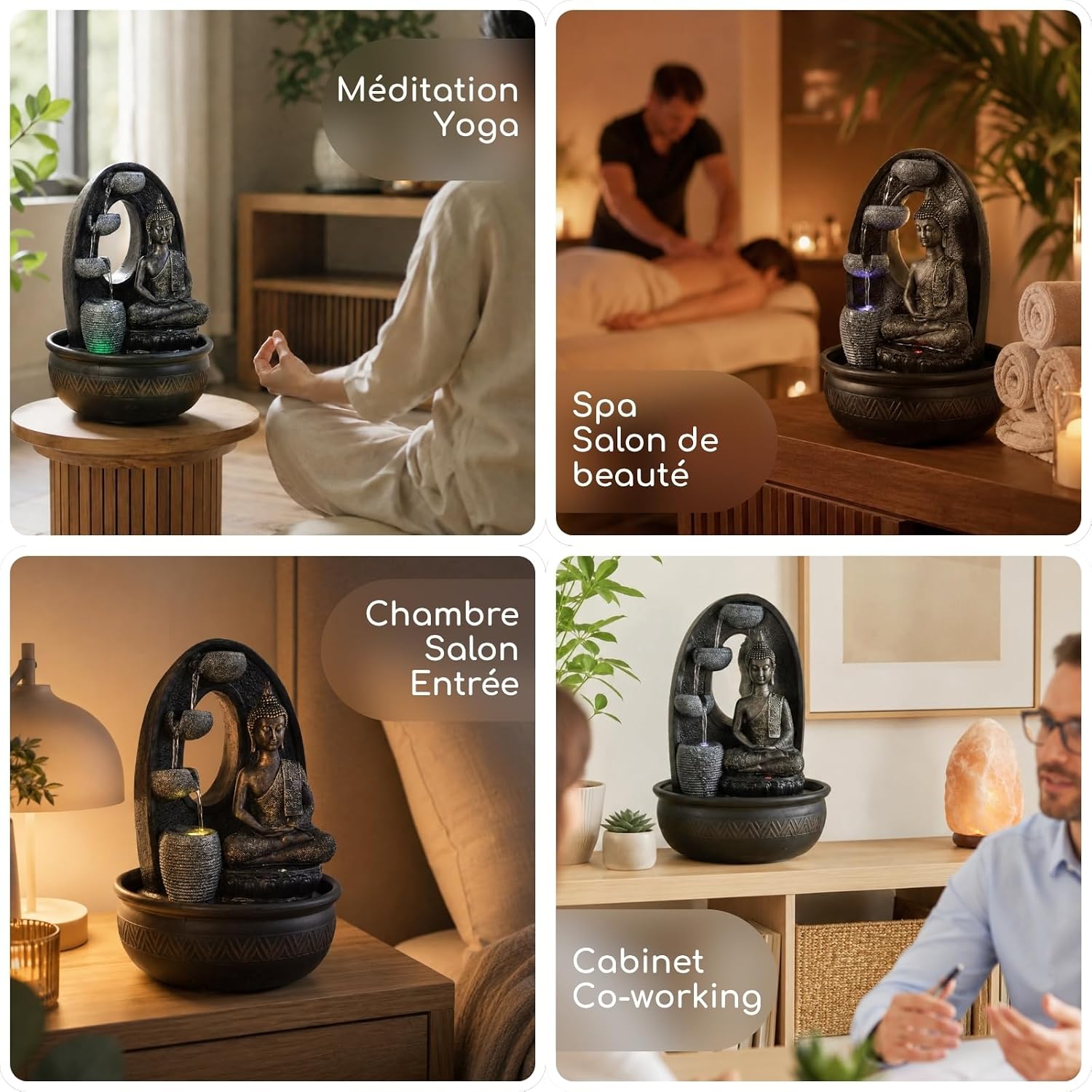 Thumbnail 3 de Fontaine d’intérieur Bouddha Harmonie Zen’Light (40 cm) avec 2 LED colorées et pompe silencieuse