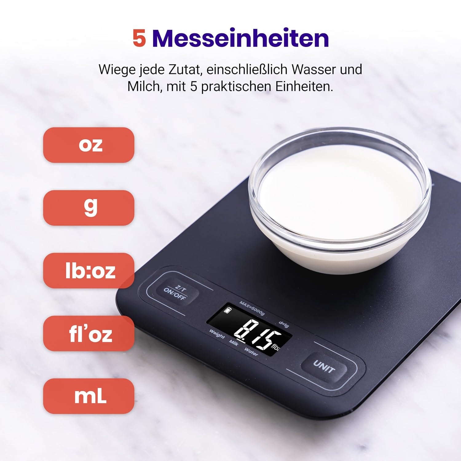 Detalle de Etekcity Küchenwaage 5.000 g Genauigkeit 1 g