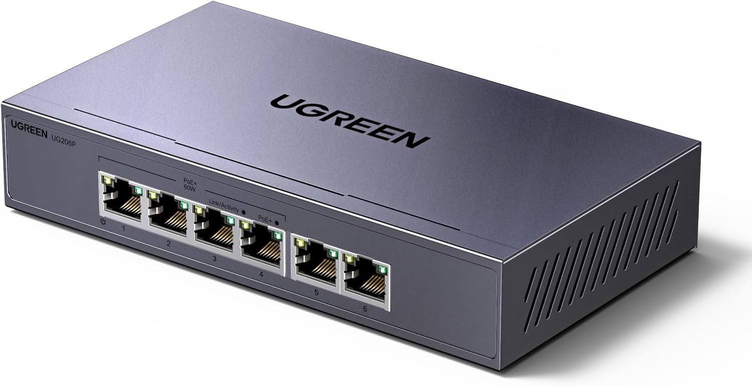 UGREEN PoE Switch 6‑Port 🖧