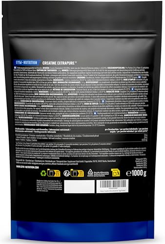 Thumbnail 1 de Gym Nutrition Creatina Monoidrato in Polvere 1KG – 100% Vegan, Extrapura con Inulina
