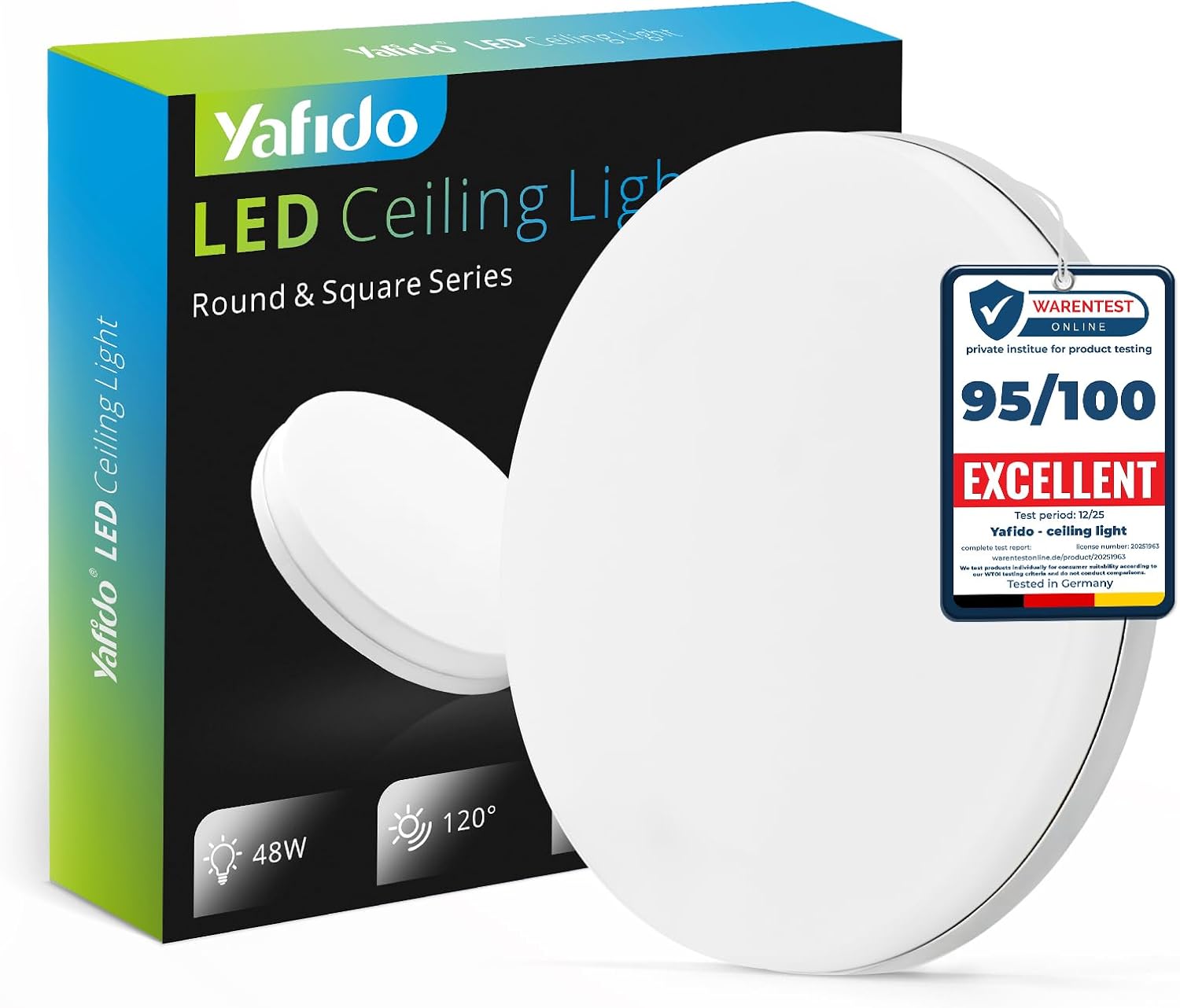 Detalle de Yafido LED-taklampa 48 W, 4 320 lm, 6 500 K och ultratunn design