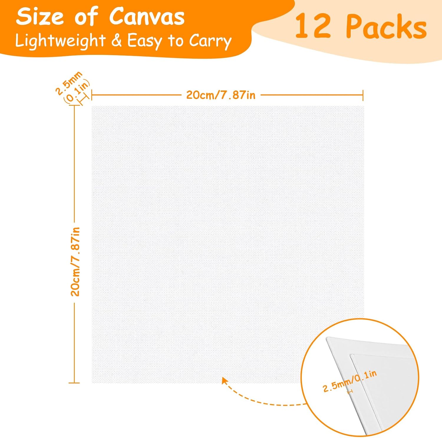 Thumbnail 1 de Koncci Canvas for Painting 20 x 20cm (12-pack) – acid-free cotton small canvases for acrylic, oil and water media