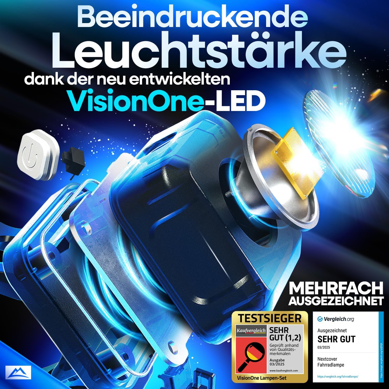Detalle 2 de NEXTCOVER Fahrradlicht Set mit VisionOne LED – USB-C aufladbar, wasserdicht, StVZO-zugelassen