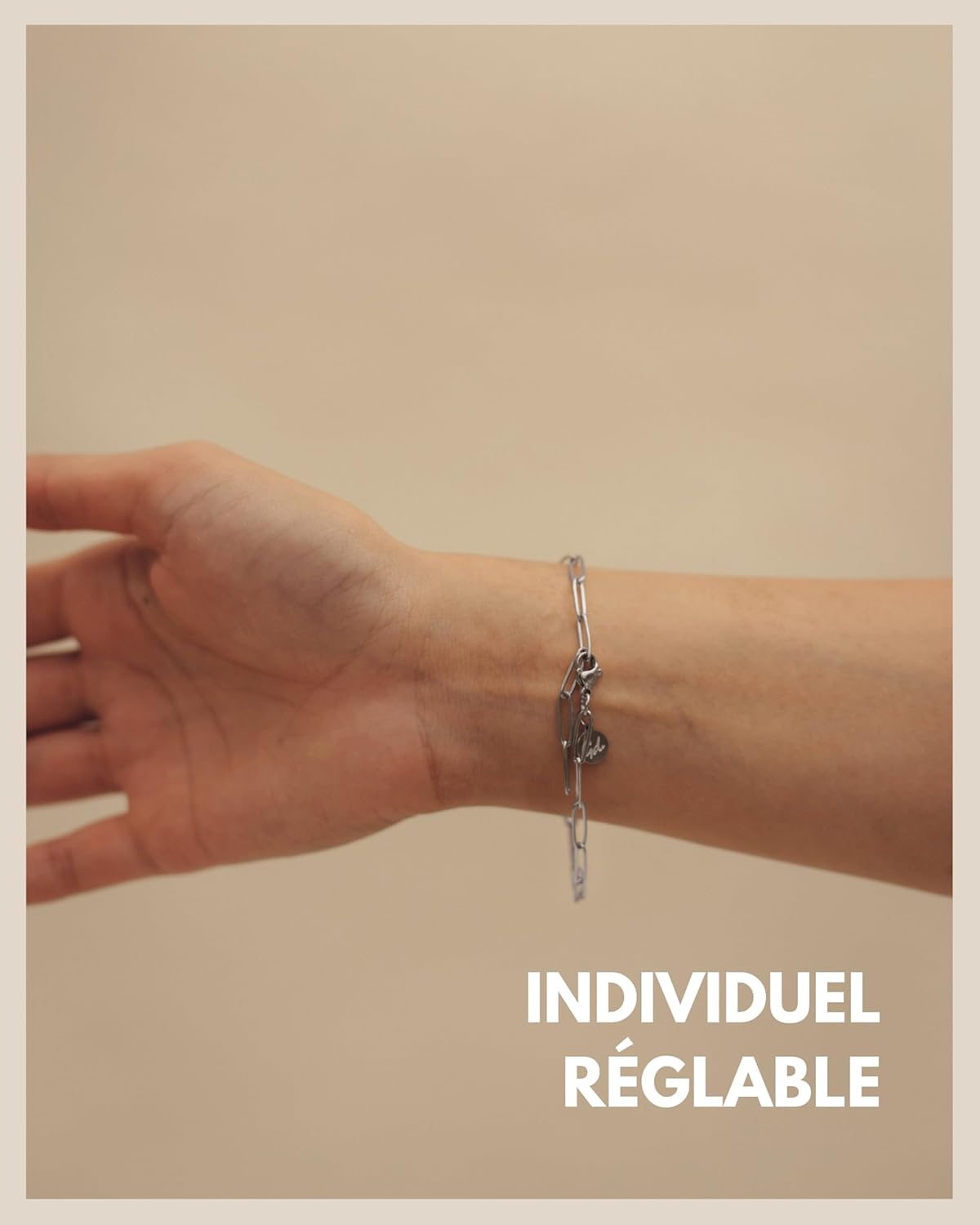 Detalle 2 de GD GOOD.designs EST. 2015 Bracelet femme à maillons fins en acier inoxydable, plaqué or 18K (résistant à l’eau) — réglable