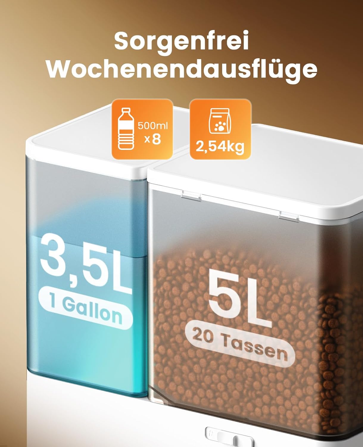 Thumbnail 5 de oneisall 2-in-1 Futterautomat & Trinkbrunnen für Katzen – 8,5 l (5 l Futter + 3,5 l Brunnen), bis 1–36 Portionen