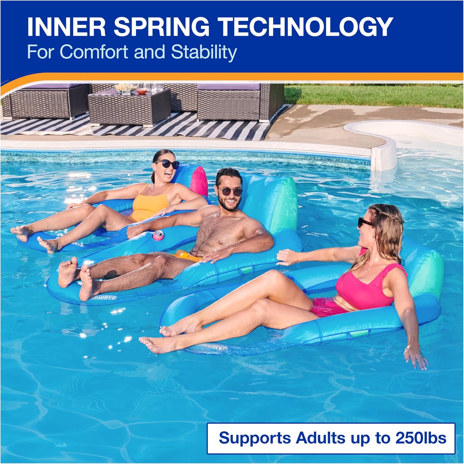 Detalle de SwimWays Inflatable Pool Lounger 250 lb capacity