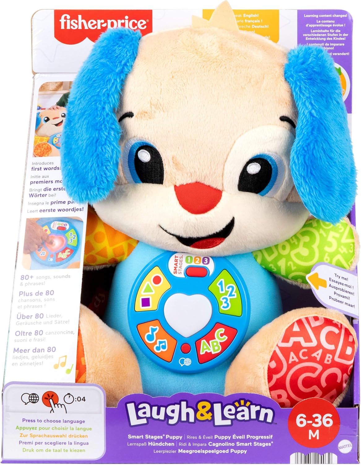 Thumbnail 4 de Fisher-Price Laugh & Learn Smart Stages Puppy Musical Plush (Multilanguage Dutch/English/French/German/Italian), JFD20