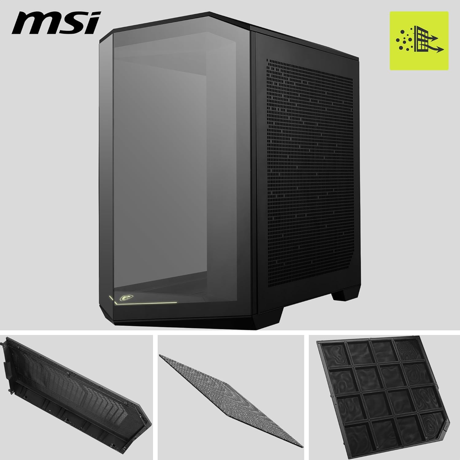 Detalle de MSI MAG PANO 100L PZ boîtier ATX avec USB-C
