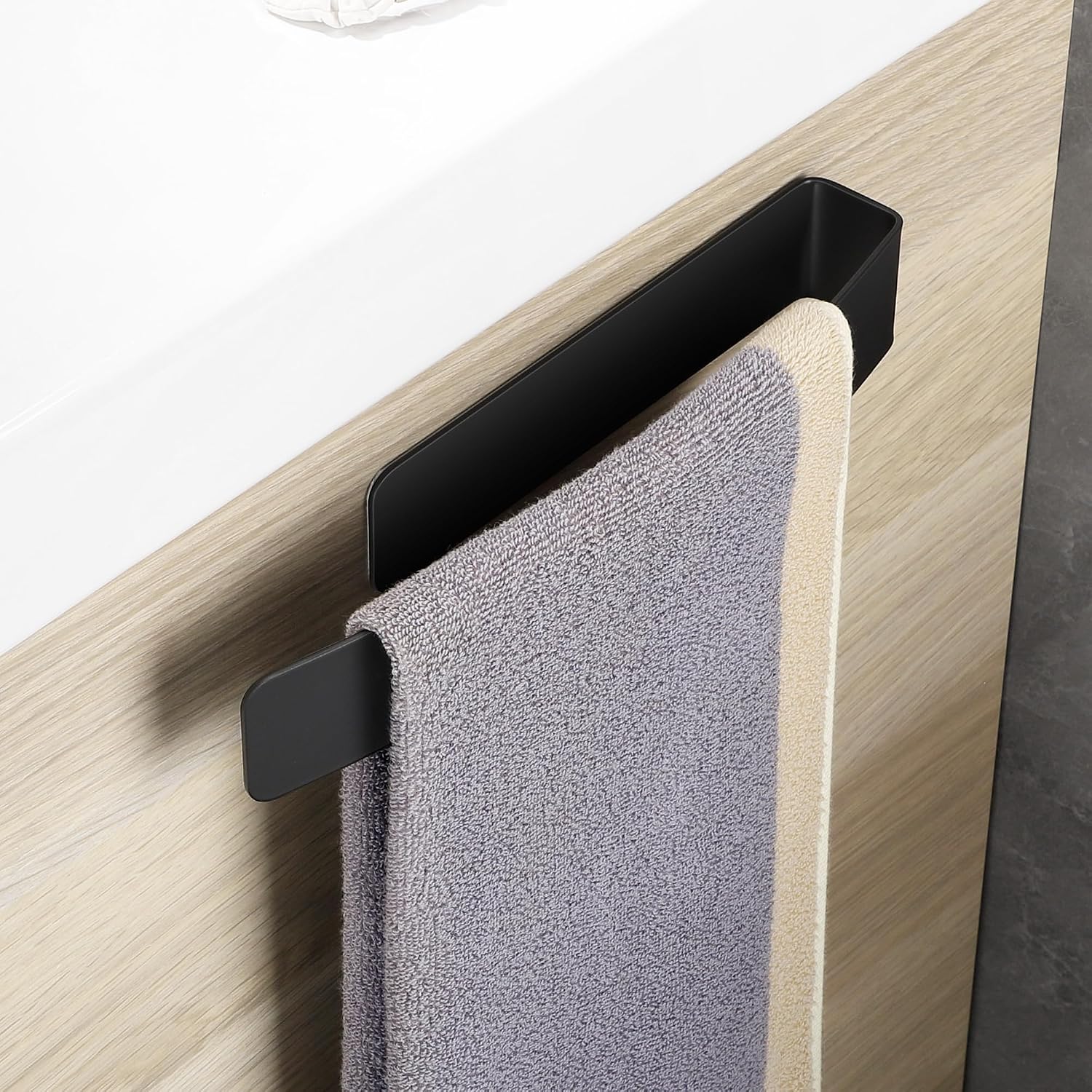 Detalle de Gsocel Porta Asciugamani Bagno Adesivo in Acciaio Inossidabile 304 Nero Opaco, 26 cm